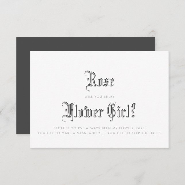 Blackletter Flower Girl Invitation (Front/Back)
