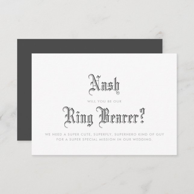 Blackletter Ring Bearer Invitation (Front/Back)