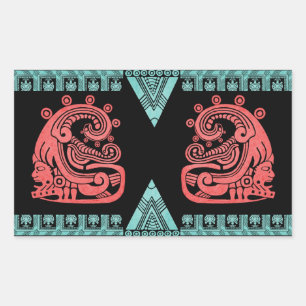 Blacklight Aztec Warrior Hieroglyph Rectangular Sticker