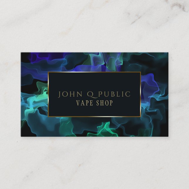 Blacklight Blue Teal Green Vapor for Vape Shops Business Card (Front)