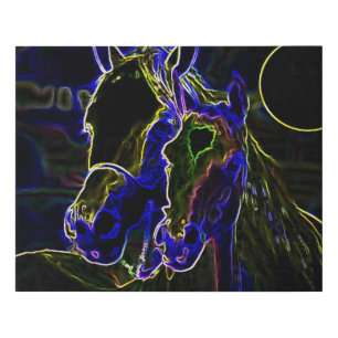 Blacklight Horses Faux Canvas Print