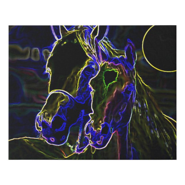Blacklight Horses Faux Canvas Print (Front)