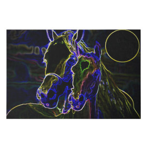 Blacklight Horses Faux Canvas Print