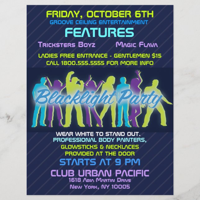 Blacklight Party Flyer Invitation Announcements (Front)