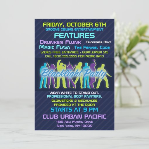 Blacklight Party Invitation Zazzle