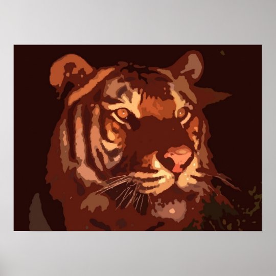 Blacklight Tiger Face Print Poster