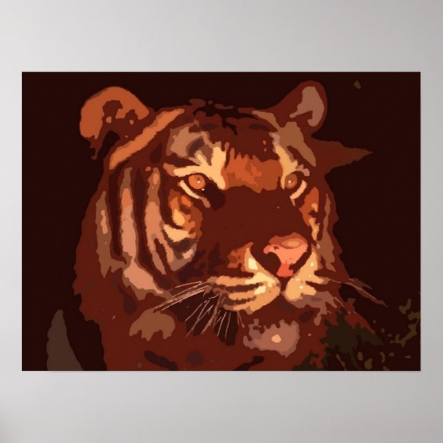 Blacklight Tiger Face Print Poster (Front)