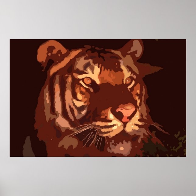 Blacklight Tiger Face Print Poster (Front)