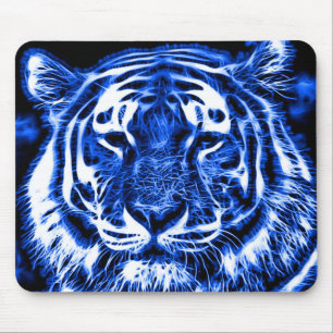 Blacklight Tiger Spirit Fractal Animal Print Mouse Pad