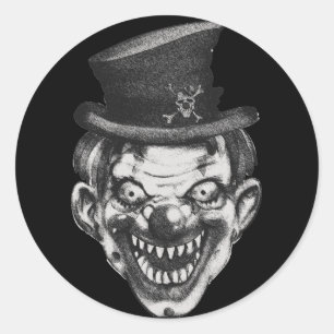 BlackLines Happy Teeth Clown Classic Round Sticker