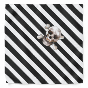 Black'n White Pirate Stripes w' Skull & Crossbones Bandana
