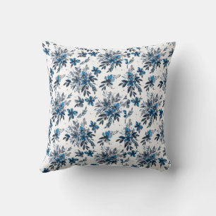 Black'n'Bleume Floral/Graphic Two-sided Throw Pillow