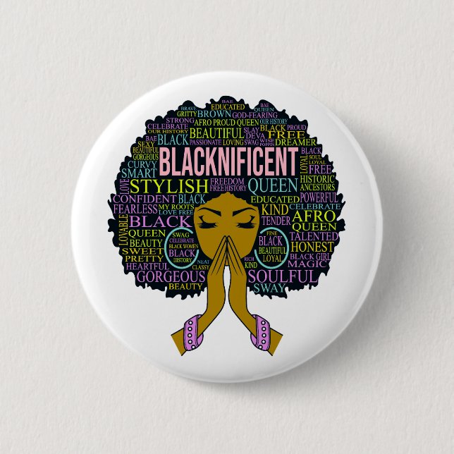 Blacknificent Black Queen Melanin Sista Girl Magic Button (Front)