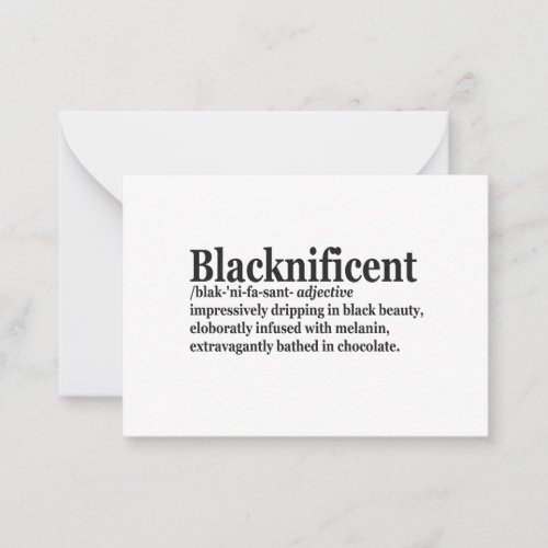 Blacknificent Definition Pro Black History Month P Note Card