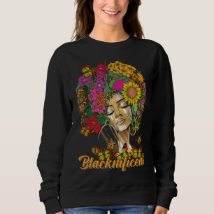Blacknificent Floral Afro Hair Butterfly African A Sweatshirt