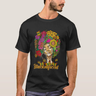 Blacknificent Floral Afro Hair Butterfly African A T-Shirt