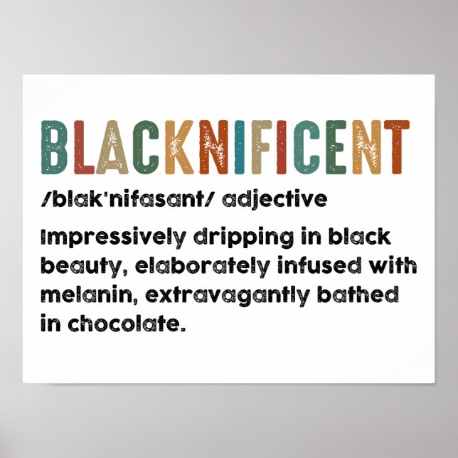 Blacknificent Funny Definition Black History Month Poster (Front)