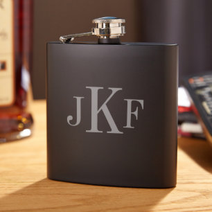 Blackout Classic Monogram Engraved Hip Flask