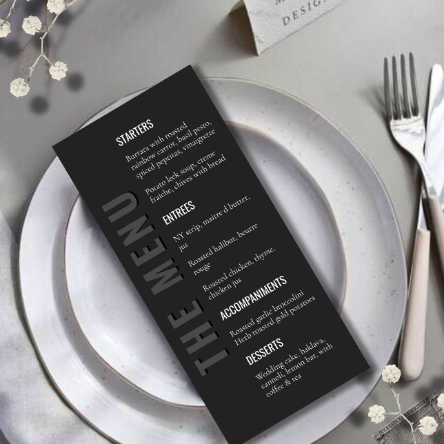 Blackout Minimalist Modern Wedding Menu (Creator Uploaded)