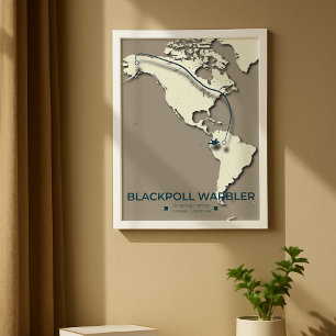 Blackpoll Warbler Migration Map – Minimalist Poster
