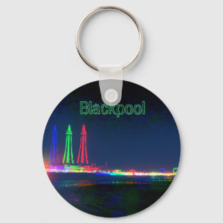 Blackpool Beach Lights at Night,  Keychain