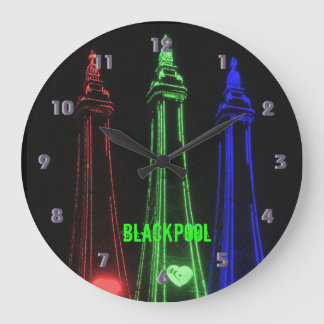 Blackpool Beautiful Tower Lights, Red, Green, Large Clock
