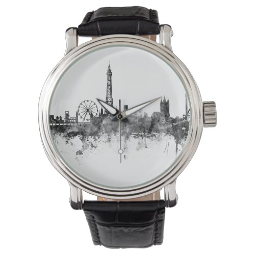 Blackpool England Skyline Black White Watch