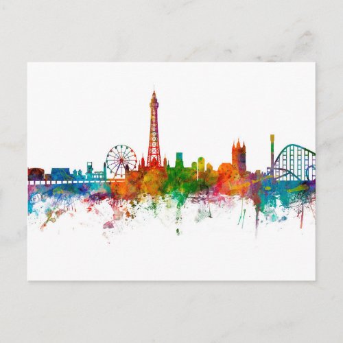 Blackpool England Skyline Postcard