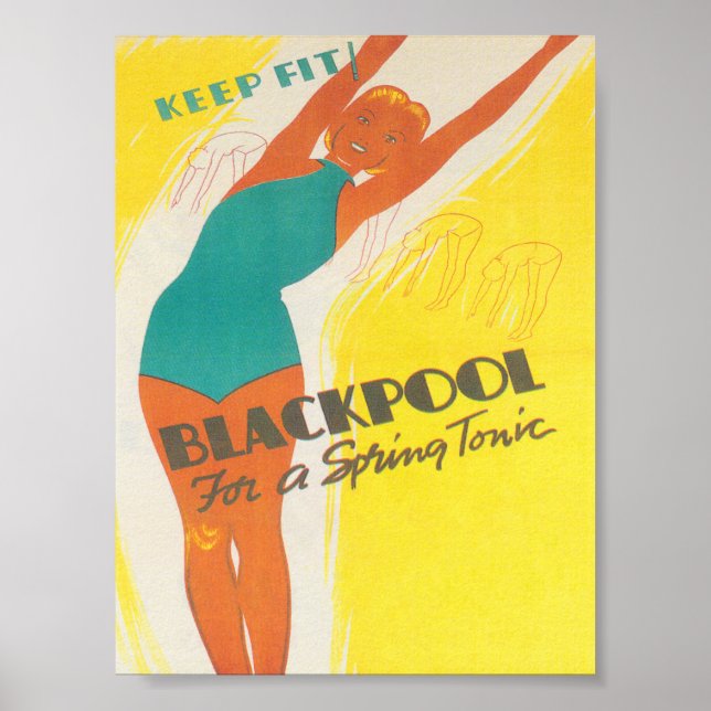 Blackpool England Vintage Travel Poster (Front)