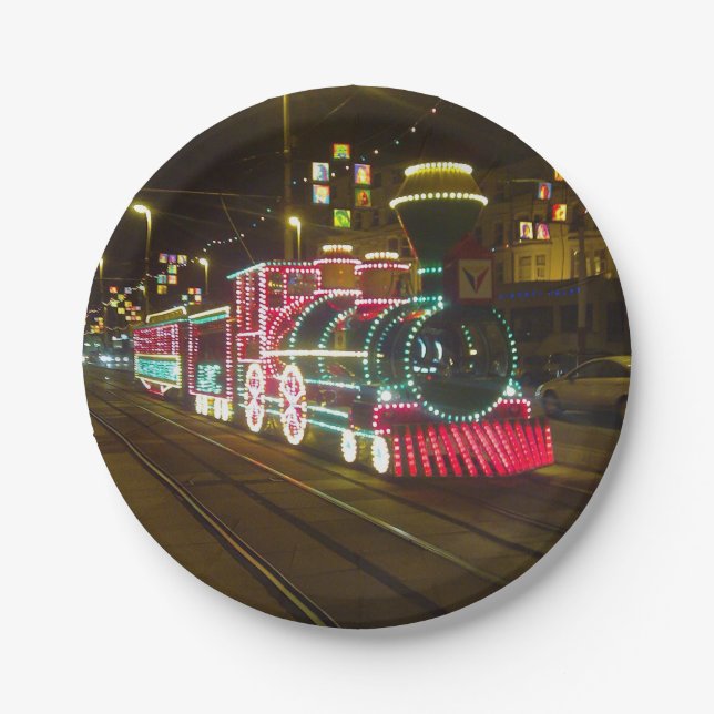 Blackpool Illuminations Tram Train Paper Plate (Front)