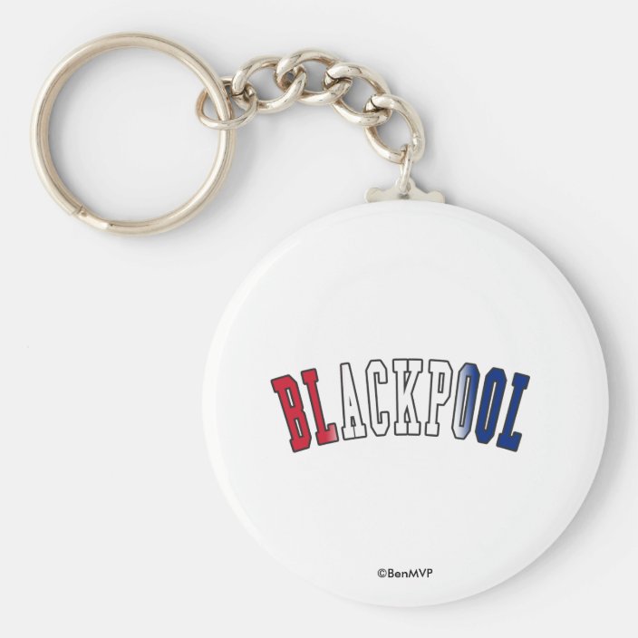 Blackpool in United Kingdom National Flag Colors Key Chain