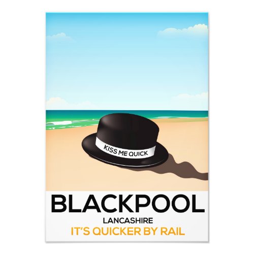 Blackpool kiss me quick hat travel train poster