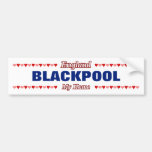 [ Thumbnail: Blackpool - My Home - England; Red & Pink Hearts Bumper Sticker ]