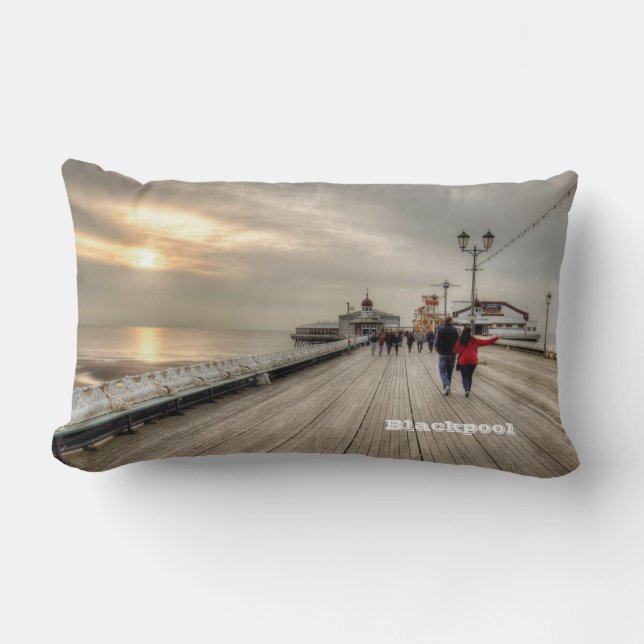Blackpool Pier English Seaside  Resort Lumbar Pillow (Front)