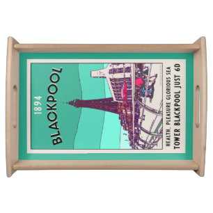  Blackpool Seaside Resort England Vintage Art  Serving Tray