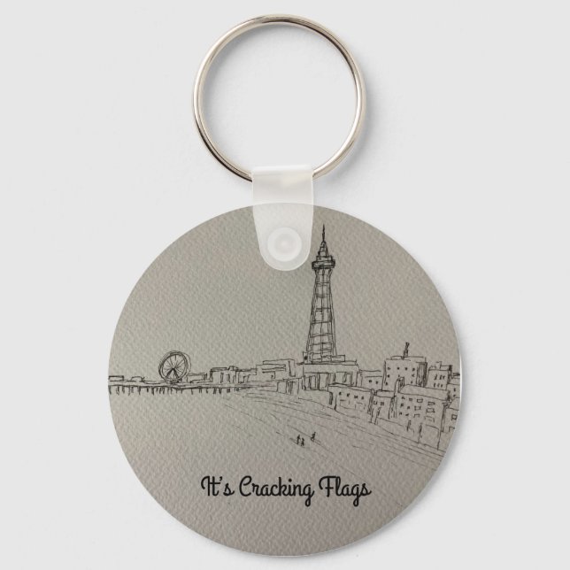 Blackpool Tower It’s Cracking Flags  original art Keychain (Front)