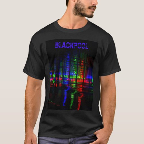 Blackpool Tower water Reflection Red Green blue T_Shirt