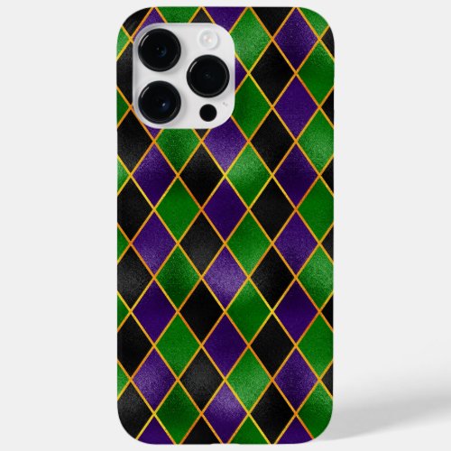 BLACKPURPLE GREEN GOLD MARDI GRAS DIAMOND PATTERNS Case_Mate iPhone 14 PRO MAX CASE