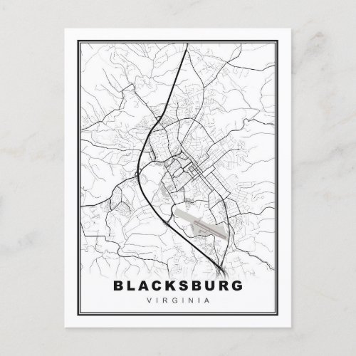 Blacksburg Map Holiday Postcard