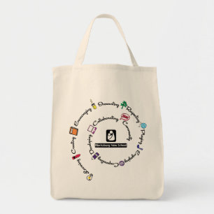 Blacksburg New School Color Spiral grocery tote Bag