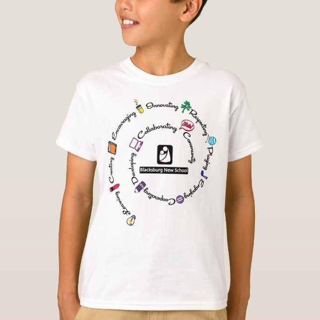 Blacksburg New School Color Spiral T-shirt - Youth (Front)