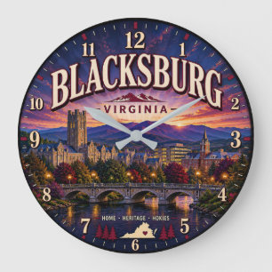 Blacksburg Virginia Mountain College Town Large Clock