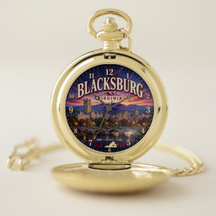 Blacksburg Virginia Mountain College Town Pocket Watch