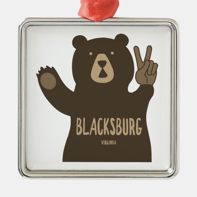 Blacksburg Virginia Peace Bear Metal Ornament (Front)