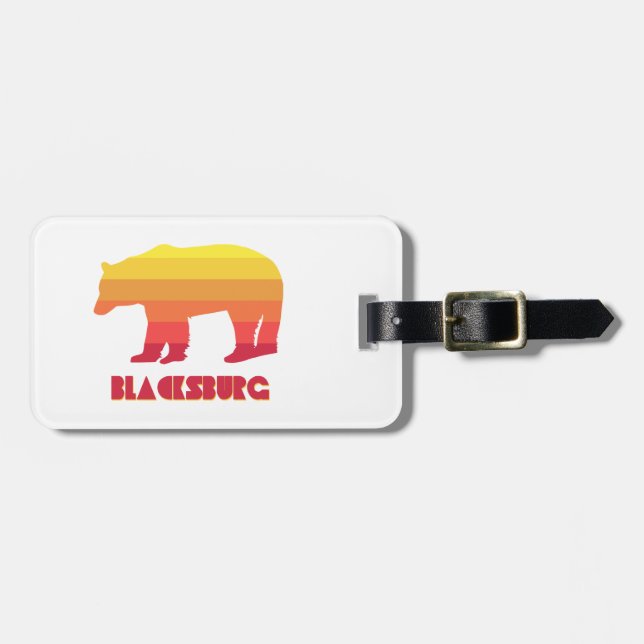 Blacksburg Virginia Rainbow Bear Luggage Tag (Front Horizontal)