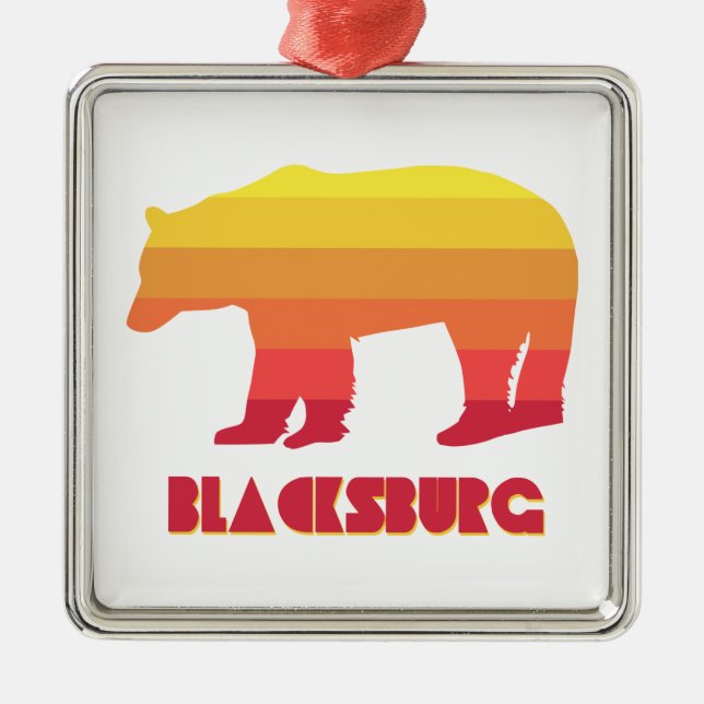 Blacksburg Virginia Rainbow Bear Metal Ornament (Front)