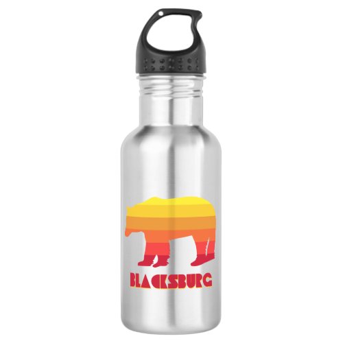 Blacksburg Virginia Rainbow Bear Stainless Steel Water Bottle