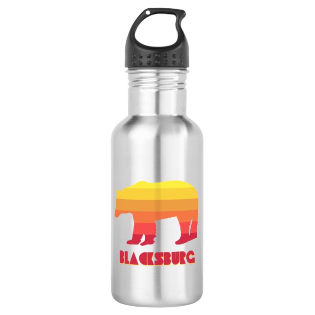 Blacksburg Virginia Rainbow Bear Stainless Steel Water Bottle (Front)