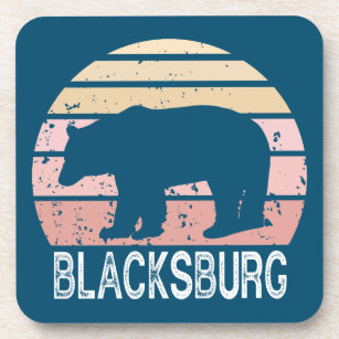 Blacksburg Virginia Retro Bear Beverage Coaster