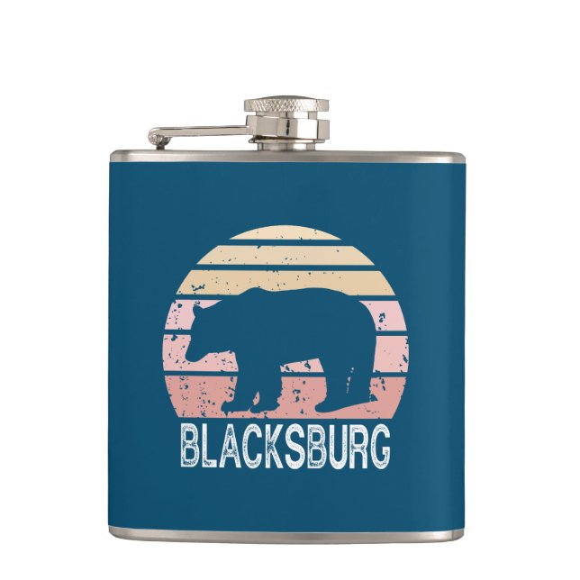 Blacksburg Virginia Retro Bear Flask (Front)